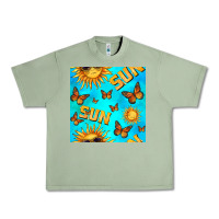 Oil Green sun with butterfly seamless pattern Urban Heavy Tee - BundleAndBundleShop