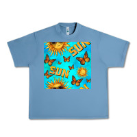 Pebble Blue sun with butterfly seamless pattern Urban Heavy Tee - BundleAndBundleShop