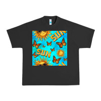 Pigment Black sun with butterfly seamless pattern Urban Heavy Tee - BundleAndBundleShop