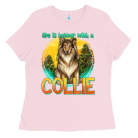 Bubblegum Pink life is better with a collie Ladies Tee - texasbilliewilder