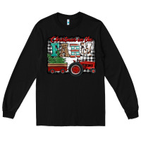 Black christmas on the farm tractor buffalo plaid Long Sleeve Tee - Jasminsmagicworld