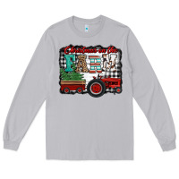 Moon Dust christmas on the farm tractor buffalo plaid Long Sleeve Tee - Jasminsmagicworld