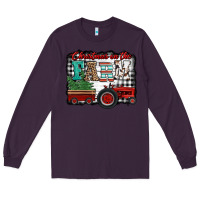 Plum christmas on the farm tractor buffalo plaid Long Sleeve Tee - Jasminsmagicworld