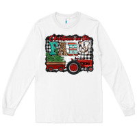 Christmas On The Farm Tractor Buffalo Plaid Long Sleeve Tee | Teevron