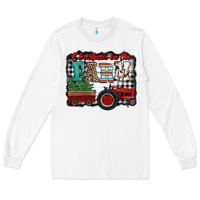 Christmas On The Farm Tractor Buffalo Plaid Long Sleeve Tee by Jasminsmagicworld | Teevron
