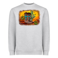 Heather Grey cross sunset backgraund Heavyweight Sweatshirt - JahusDesignShop