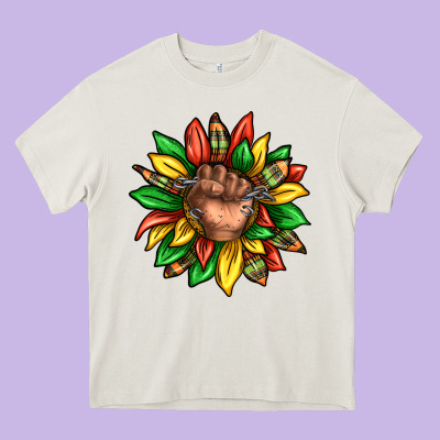 Black History Sunflower Heavy Core Tee Designed By Texasbilliewilder