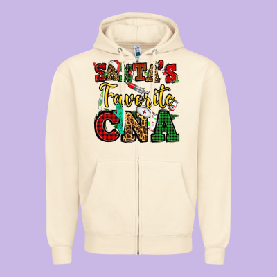 Santas Favorite Cna Christmas Zipper Hoodie Designed By Nancycooperartshop