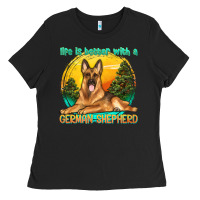 Black life is better with a german shepherd Ladies Tee - texasbilliewilder