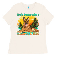 Bone life is better with a german shepherd Ladies Tee - texasbilliewilder