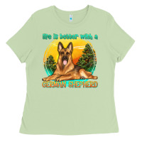 Matcha life is better with a german shepherd Ladies Tee - texasbilliewilder