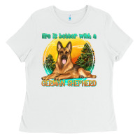 White life is better with a german shepherd Ladies Tee - texasbilliewilder