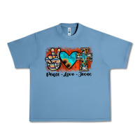 Pebble Blue peace love jesus Urban Heavy Tee - JahusDesignShop