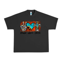 Pigment Black peace love jesus Urban Heavy Tee - JahusDesignShop