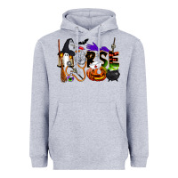 Heather Grey Halloween Nurse Heavyweight Hoodie - LillyAllenDesigns