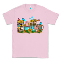 Bubblegum Pink farm cute animals with sunflower coffee cups Classic Tee - NancyCooperArtShop
