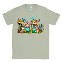 Matcha farm cute animals with sunflower coffee cups Classic Tee - NancyCooperArtShop