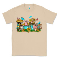 Mushroom farm cute animals with sunflower coffee cups Classic Tee - NancyCooperArtShop