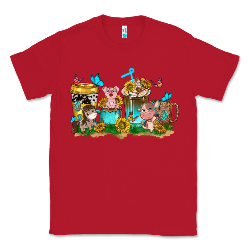 Farm Cute Animals With Sunflower Coffee Cups Classic Tee by NancyCooperArtShop | Teevron