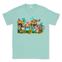Seafoam farm cute animals with sunflower coffee cups Classic Tee - NancyCooperArtShop