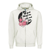 Oatmeal Heather all good things are wild and free Zipper Hoodie - MaliasSmallBusiness