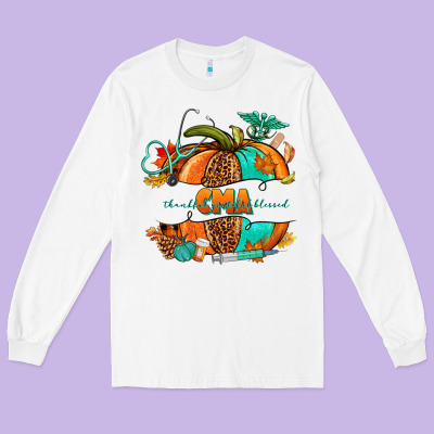 Cma Pumpkin Nurse Long Sleeve Tee Designed By Nancycooperartshop