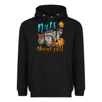 Black Nuts About Fall Squirrel Heavyweight Hoodie - LillyAllenDesigns