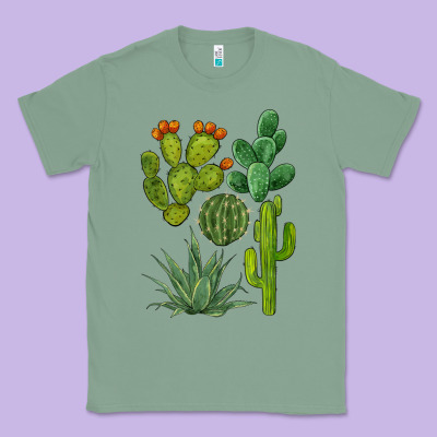 Watercolor Cactus Bundle Preview Classic Tee Designed By Barkaloodesign