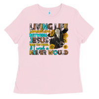 Bubblegum Pink living life somewhere between jesus Ladies Tee - texasbilliewilder