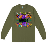 Army Green halloween nurse pumpkin Long Sleeve Tee - NancyCooperArtShop