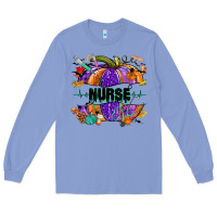 Colony Blue halloween nurse pumpkin Long Sleeve Tee - NancyCooperArtShop
