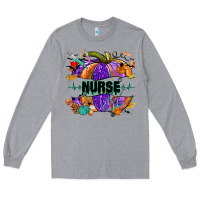 Heather Grey halloween nurse pumpkin Long Sleeve Tee - NancyCooperArtShop