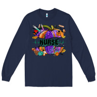 Navy halloween nurse pumpkin Long Sleeve Tee - NancyCooperArtShop