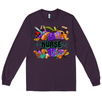 Plum halloween nurse pumpkin Long Sleeve Tee - NancyCooperArtShop