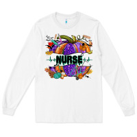 White halloween nurse pumpkin Long Sleeve Tee - NancyCooperArtShop