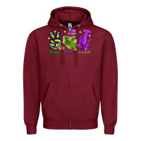 Burgundy peace love crawfish Zipper Hoodie - NancyCooperArtShop