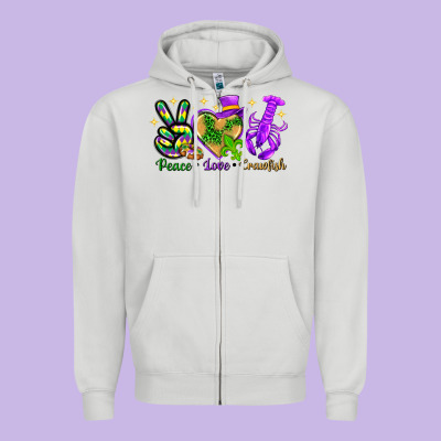 Peace Love Crawfish Zipper Hoodie Designed By Nancycooperartshop
