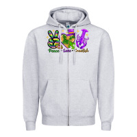 Heather Grey peace love crawfish Zipper Hoodie - NancyCooperArtShop