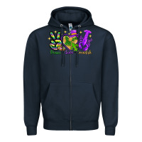 Navy peace love crawfish Zipper Hoodie - NancyCooperArtShop