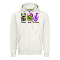 Oatmeal Heather peace love crawfish Zipper Hoodie - NancyCooperArtShop