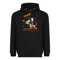 Black Moo I Mean Boo Holstein Cow Heavyweight Hoodie - LillyAllenDesigns