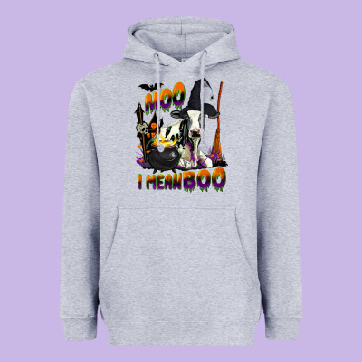 Moo I Mean Boo Holstein Cow Heavyweight Hoodie Designed By Lillyallendesigns