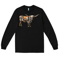 Black Texas Longhorn Cow Long Sleeve Tee - LillyAllenDesigns