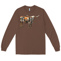 Chestnut Texas Longhorn Cow Long Sleeve Tee - LillyAllenDesigns