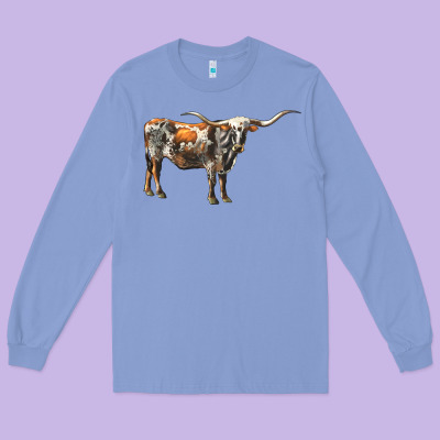 Texas Longhorn Cow Long Sleeve Tee Designed By Lillyallendesigns