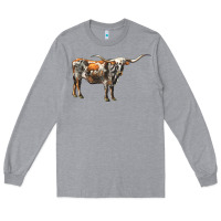 Heather Grey Texas Longhorn Cow Long Sleeve Tee - LillyAllenDesigns