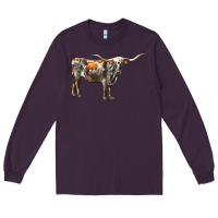 Plum Texas Longhorn Cow Long Sleeve Tee - LillyAllenDesigns