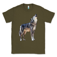 Army Green wolf Classic Tee - LillyAllenDesigns
