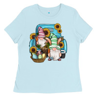 Baby Blue Easter Gnomes Egg Sunflowers Truck Ladies Tee - RanaPortraitStore