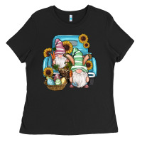 Black Easter Gnomes Egg Sunflowers Truck Ladies Tee - RanaPortraitStore